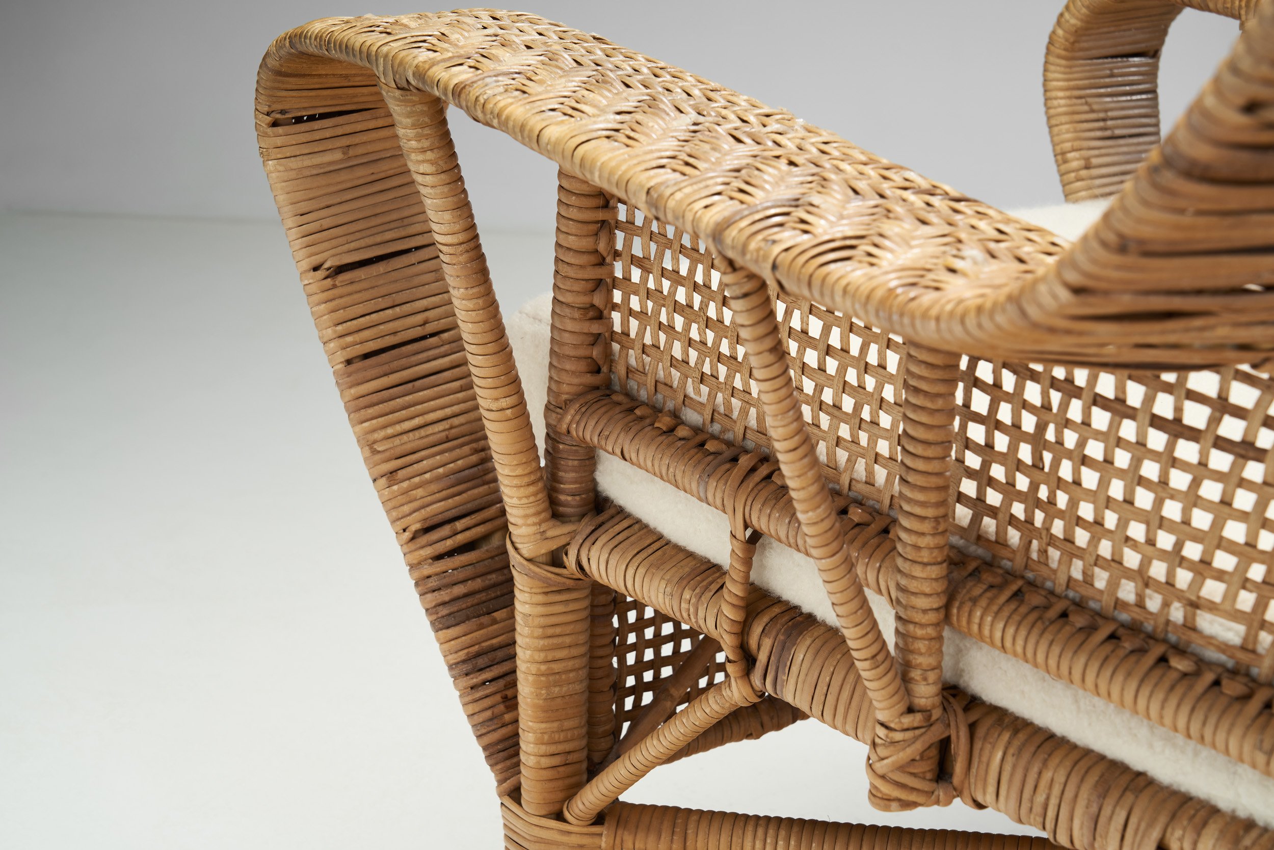 Kay Fisker “Canton” Woven Wicker Lounge Chair for Robert Wengler